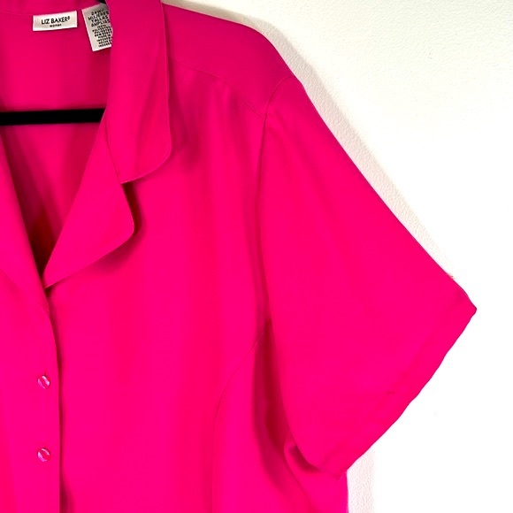 Liz Baker Woman Princess Cut Dressy Button Up Women’s Size 24W Pink Blouse - Picture 6 of 12